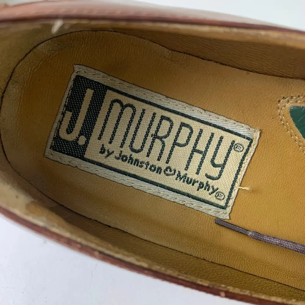 Johnston Murphy Brown Leather Oxford Dress Shoes Woven Leather Men's 8.5M